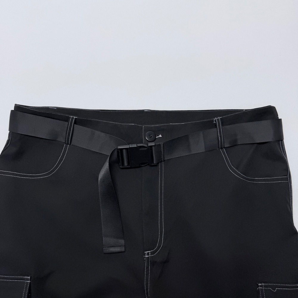Bae City Black Contrast Stitch Cargo Jogger Pants Buckle Belt Plus Size 2X - Picture 10 of 10